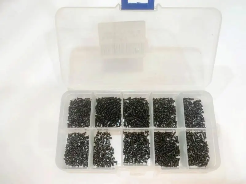 1000 pcs M1.4 Phillips Cross pan head black Machine screws Assortment Kit
1000 pcs M1.4 Phillips Cross pan head black Machine screws Assortment Kit