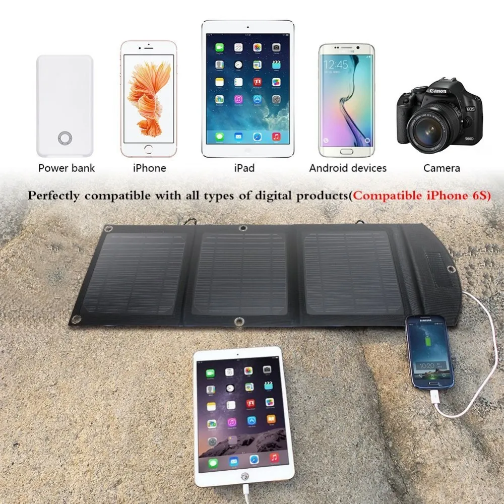 Foldable automatical restart waterproof solar panel charger 5V 2.8A with led light for mobile phones 
Foldable automatical restart waterproof solar panel charger 5V 2.8A with led light for mobile phones