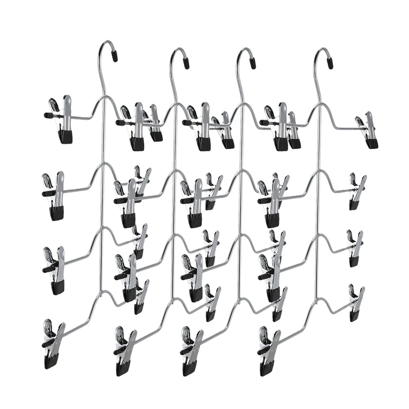 Pants Hangers,4 Tier Non Slip Skirts Hangers with 8 Clips-Pack Of 4 Space Saving Sturdy Luxurious Chrome Metal Multi Trousers Ha
Pants Hangers,4 Tier Non Slip Skirts Hangers with 8 Clips-Pack Of 4 Space Saving Sturdy Luxurious Chrome Metal Multi Trousers Ha