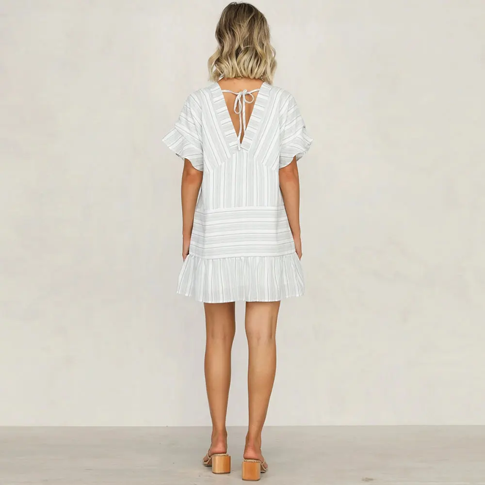WildPinky Short Sleeve Dress 2020 Summer Tie Up Beach Dress Women Casual Striped Ruffles Print A-line Mini Party Dress Vestidos
WildPinky Short Sleeve Dress 2020 Summer Tie Up Beach Dress Women Casual Striped Ruffles Print A-line Mini Party Dress Vestidos