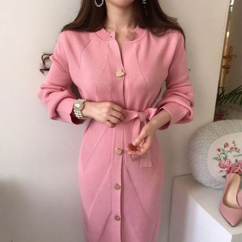 Korean Chic Knitted Dress French Elegant Round Neck Button Midi Dresses Chic Love Waist Closed Long Sleeve Dress
Korean Chic Knitted Dress French Elegant Round Neck Button Midi Dresses Chic Love Waist Closed Long Sleeve Dress