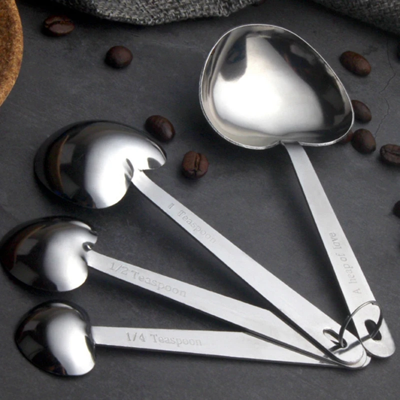 Kitchen Heart-shaped stainless steel measuring spoon 4pcs set cooking spoon measuring spoon kitchen baking tools measuring cup
Kitchen Heart-shaped stainless steel measuring spoon 4pcs set cooking spoon measuring spoon kitchen baking tools measuring cup