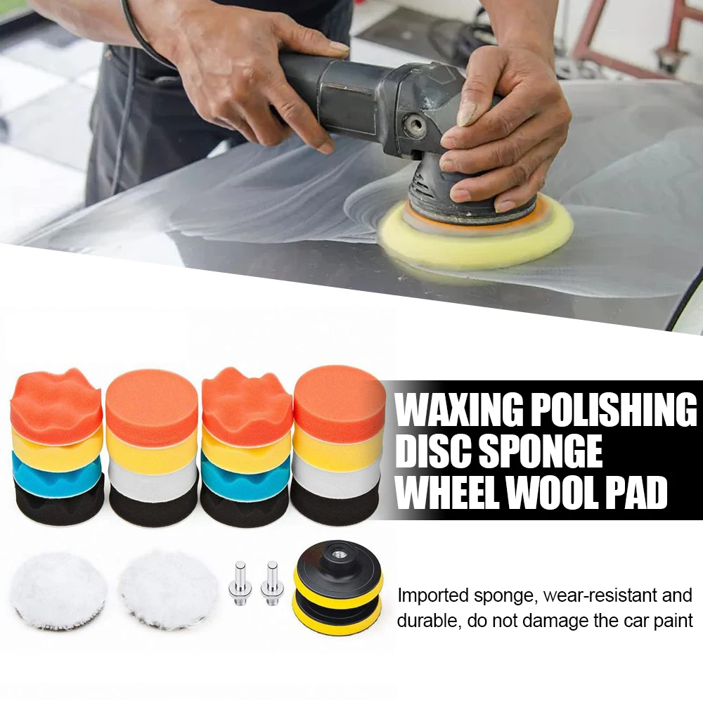 22pcs Buffing Pad Set 3 inch Sponge Woolen Car Polishing Pad Kit for Auto Waxing Drill Adaptor M10 Power Tool Accessorie
22pcs Buffing Pad Set 3 inch Sponge Woolen Car Polishing Pad Kit for Auto Waxing Drill Adaptor M10 Power Tool Accessorie