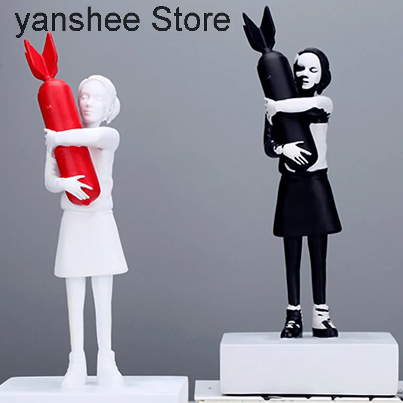 Girl's street art Resin Statue, modern bomb bank sculpture, street art, creative home decoration, 32cm gift, black and white
Girl's street art Resin Statue, modern bomb bank sculpture, street art, creative home decoration, 32cm gift, black and white