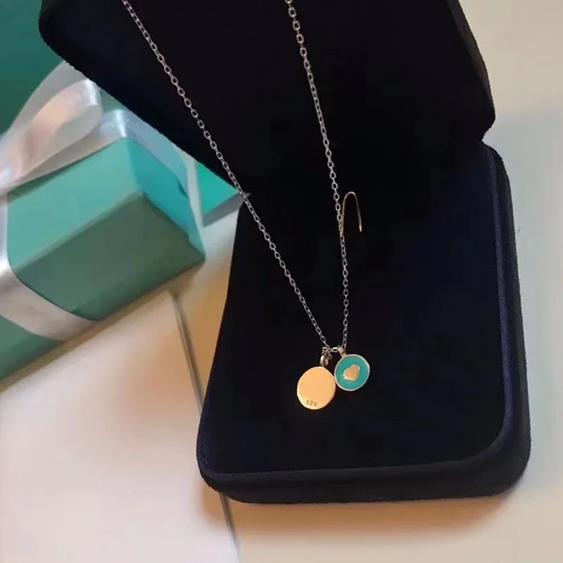 TIF classic 1:1 blue love circle female necklace, Sterling Silver S925 fashion jewelry, love for girlfriend love necklace,
TIF classic 1:1 blue love circle female necklace, Sterling Silver S925 fashion jewelry, love for girlfriend love necklace,