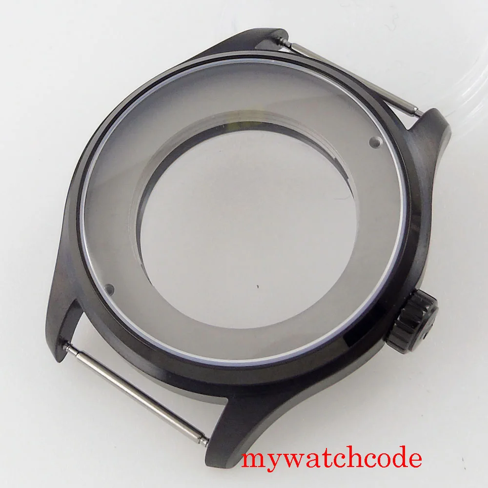 

Parnis 44mm Black PVD Plated Watch Case Sapphire Glass Fit MIYOTA 8215 821A 8205 Mingzhu 2813 Automatic Movement 5ATM Waterproof