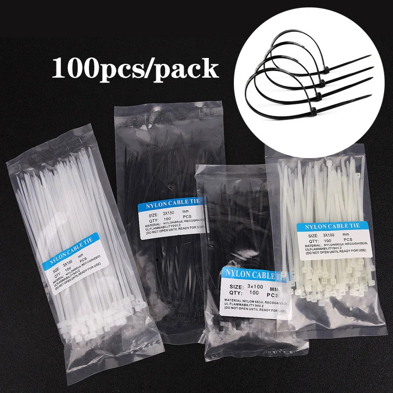 100pcs Self Locking Cable Tie Line Rope Organizer Holder Straps Zip Fasten Wire Industrial Supply Hardware Cable 3mm*100/150mm
100pcs Self Locking Cable Tie Line Rope Organizer Holder Straps Zip Fasten Wire Industrial Supply Hardware Cable 3mm*100/150mm