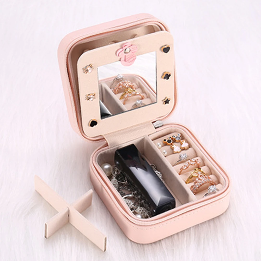 Jewelry Organizer Faux Leather 2-Layer Portable Jewelry Box Zipper Jewelers For Earrings, Necklaces, Rings, With Makeup Mirror
Jewelry Organizer Faux Leather 2-Layer Portable Jewelry Box Zipper Jewelers For Earrings, Necklaces, Rings, With Makeup Mirror