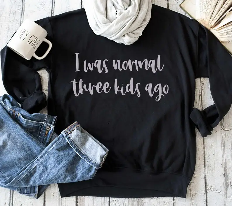 Я была нормальная тремя детьми назад Большие размеры хлопок Женская толстовка, свободный покрой, широкие пуловер с длинными рукавами; Модна... 
Я была нормальная тремя детьми назад Большие размеры хлопок Женская толстовка, свободный покрой, широкие пуловер с длинными рукавами; Модна...