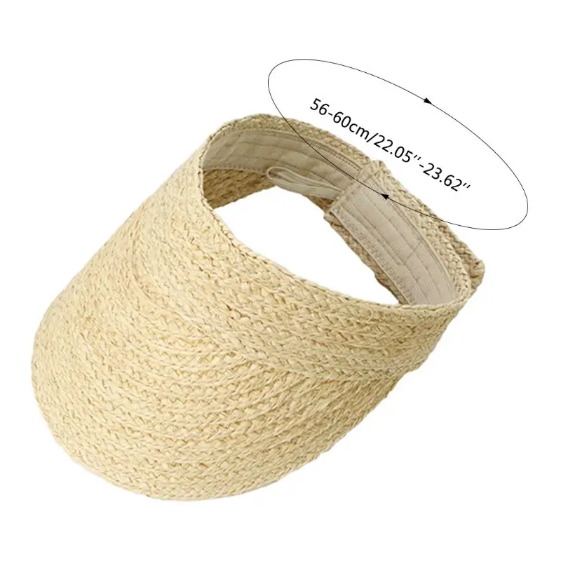 Ladies Summer Handmade Woven Raffia Straw Sun Visor Hat Empty Top Wide Brim UV Protection Adjustable Foldable Peaked Beach Cap
Ladies Summer Handmade Woven Raffia Straw Sun Visor Hat Empty Top Wide Brim UV Protection Adjustable Foldable Peaked Beach Cap