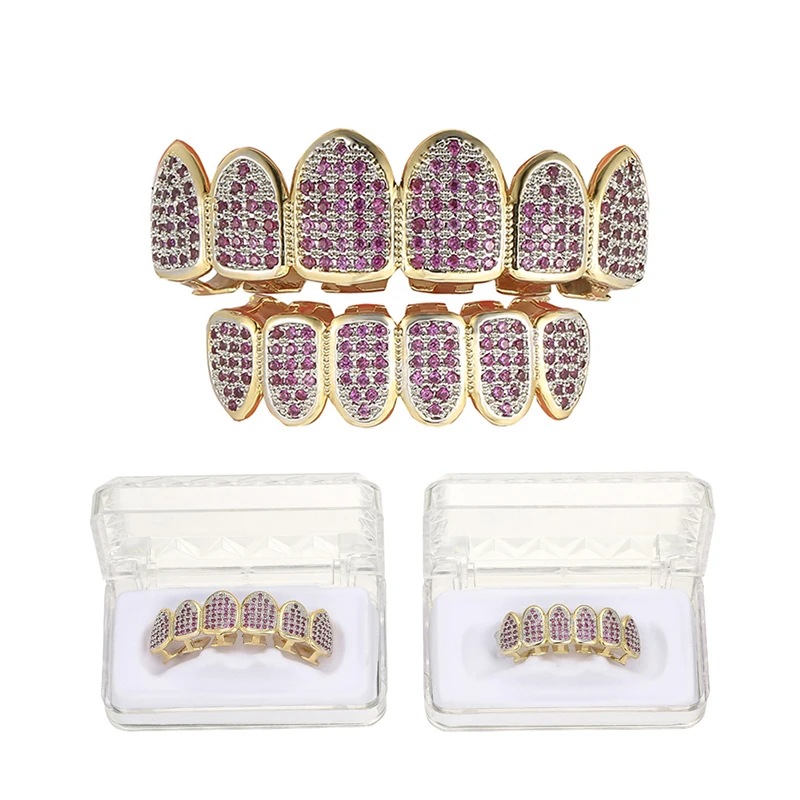 1 Fashion New Fashion Charm Iced Out Bling Purple AAA CZ Micro Pave Top Bottom Custom Grillz Set Rhodium Teeth Grills
1 Fashion New Fashion Charm Iced Out Bling Purple AAA CZ Micro Pave Top Bottom Custom Grillz Set Rhodium Teeth Grills