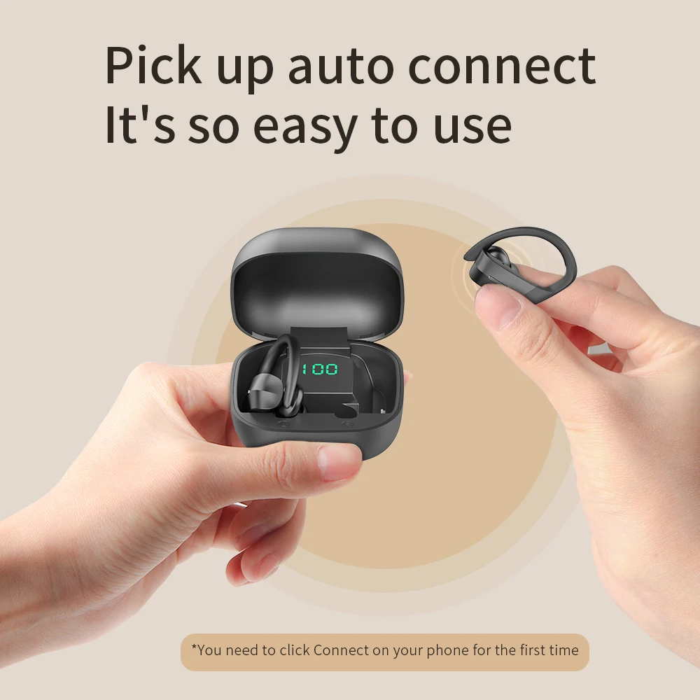 Bluetooth Earphone TWS Wireless Headphones Earhook Earbuds With Microphone Sports Waterproof Charging Box Digital Display
Bluetooth Earphone TWS Wireless Headphones Earhook Earbuds With Microphone Sports Waterproof Charging Box Digital Display