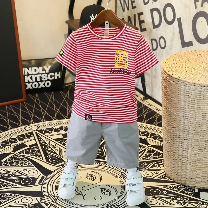 Summer Boys' New Korean Striped Suit Children's Summer Children's Clothing Boys Short-Sleeved Two-Piece Suit for 3-10 Years
Summer Boys' New Korean Striped Suit Children's Summer Children's Clothing Boys Short-Sleeved Two-Piece Suit for 3-10 Years