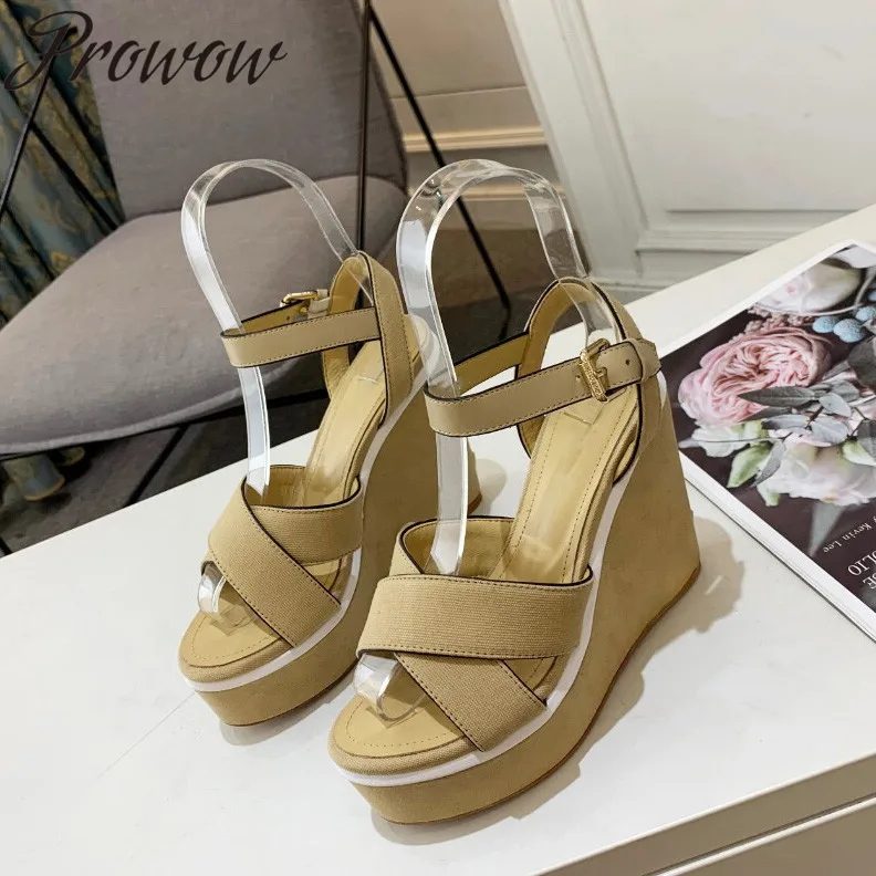 Prowow New Spring Summer Beige Luxury Brand Platform Sandals HIgh Heel Wedges Shoes Women
Prowow New Spring Summer Beige Luxury Brand Platform Sandals HIgh Heel Wedges Shoes Women