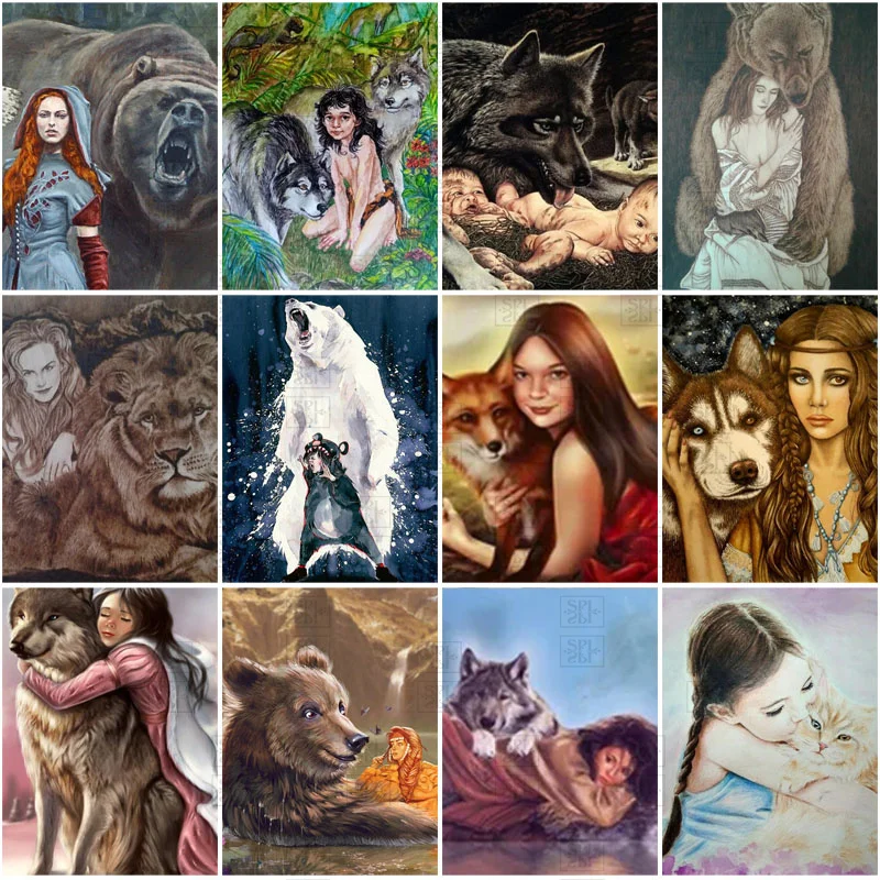 5D Diamond Embroidery Woman with Wolf Bear Lion Diamond Painting Full Drill Beaded Rhinestones Art Cross Stitch Set Home Decor
5D Diamond Embroidery Woman with Wolf Bear Lion Diamond Painting Full Drill Beaded Rhinestones Art Cross Stitch Set Home Decor