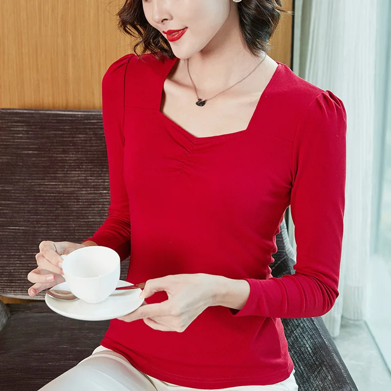 New 2021 Autumn Long Sleeve Women's t-shirts Fashion Casual Solid Color Vintage Women Tops and Shirt Plus Size Women Clothing
New 2021 Autumn Long Sleeve Women's t-shirts Fashion Casual Solid Color Vintage Women Tops and Shirt Plus Size Women Clothing
