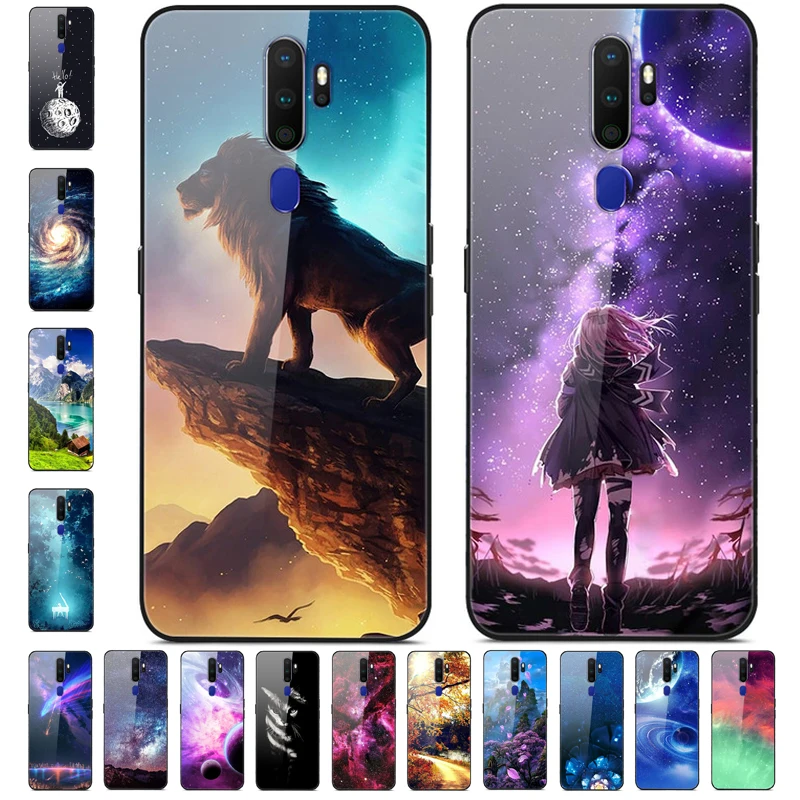 Чехол из закаленного стекла для OPPO A5 2020 жесткий чехол накладка A9 телефона