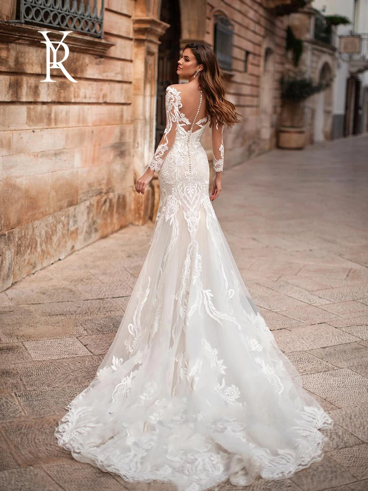 YILIBER Mermaid wedding dress long sleeve retro wedding gown embroidery applique button design plus size bridal dresses
YILIBER Mermaid wedding dress long sleeve retro wedding gown embroidery applique button design plus size bridal dresses
