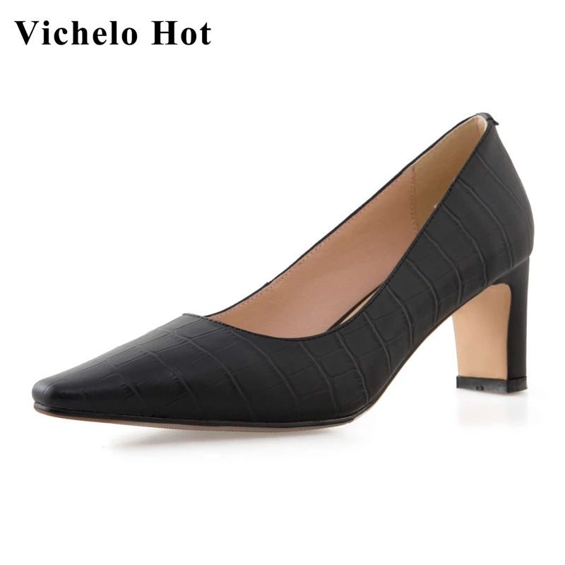 Vichelo Hot plus size European style elegant real leather small square toe high heels young lady mature fashion women pumps L03 
Vichelo Hot plus size European style elegant real leather small square toe high heels young lady mature fashion women pumps L03