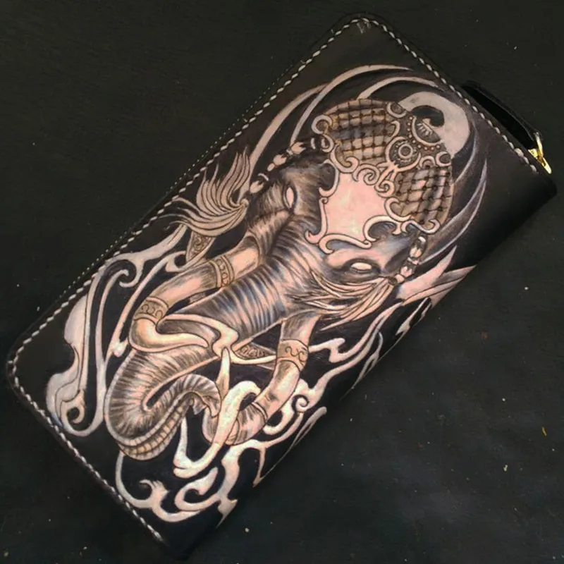 Handmad Genuine Leather Wallets Carving Elephant God Card Holder Bag Purses Women Men Clutch Vegetable Tanned Leather Wallet
Handmad Genuine Leather Wallets Carving Elephant God Card Holder Bag Purses Women Men Clutch Vegetable Tanned Leather Wallet