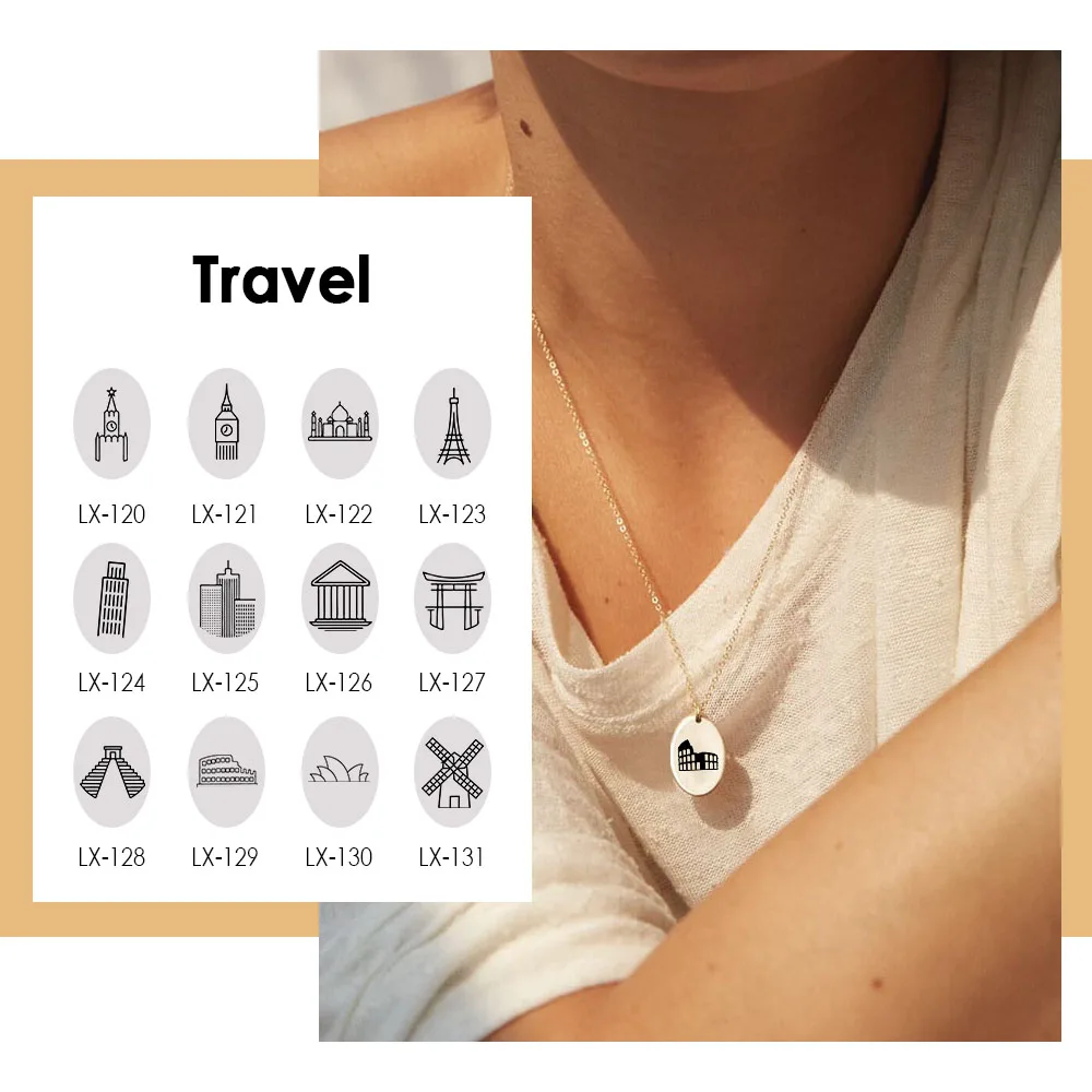 JUJIE Custom Stainless Steel Necklaces For Women Men Architectural Styles World Country Pattern Pendant Choker Necklace
JUJIE Custom Stainless Steel Necklaces For Women Men Architectural Styles World Country Pattern Pendant Choker Necklace