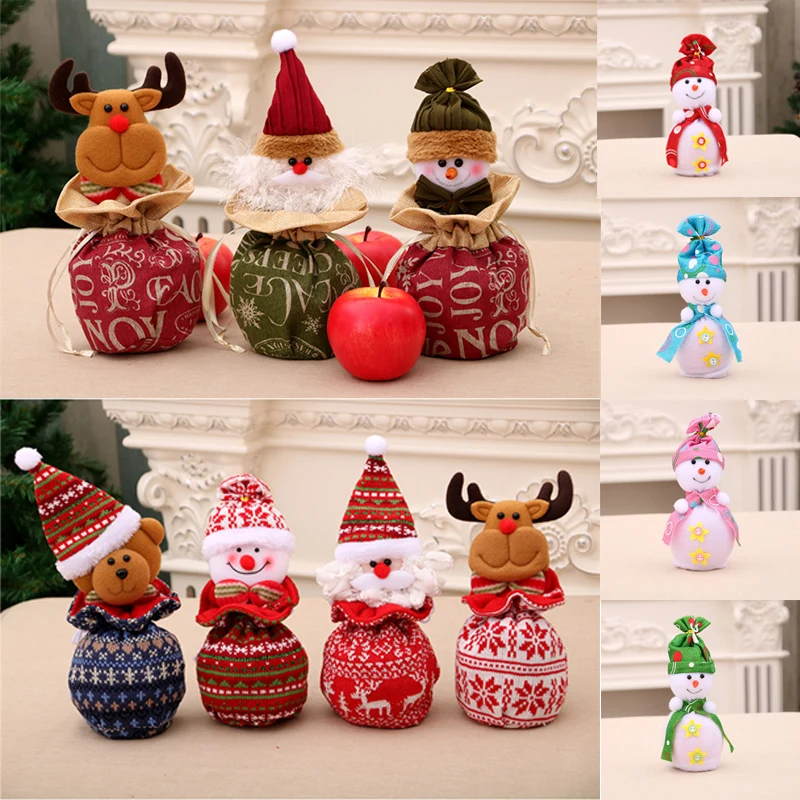 

Merry Christmas Candy Apple Bag Xmas Eve Children's Gift Bag Santa Claus Elk Snowman Christmas Home Party Decor