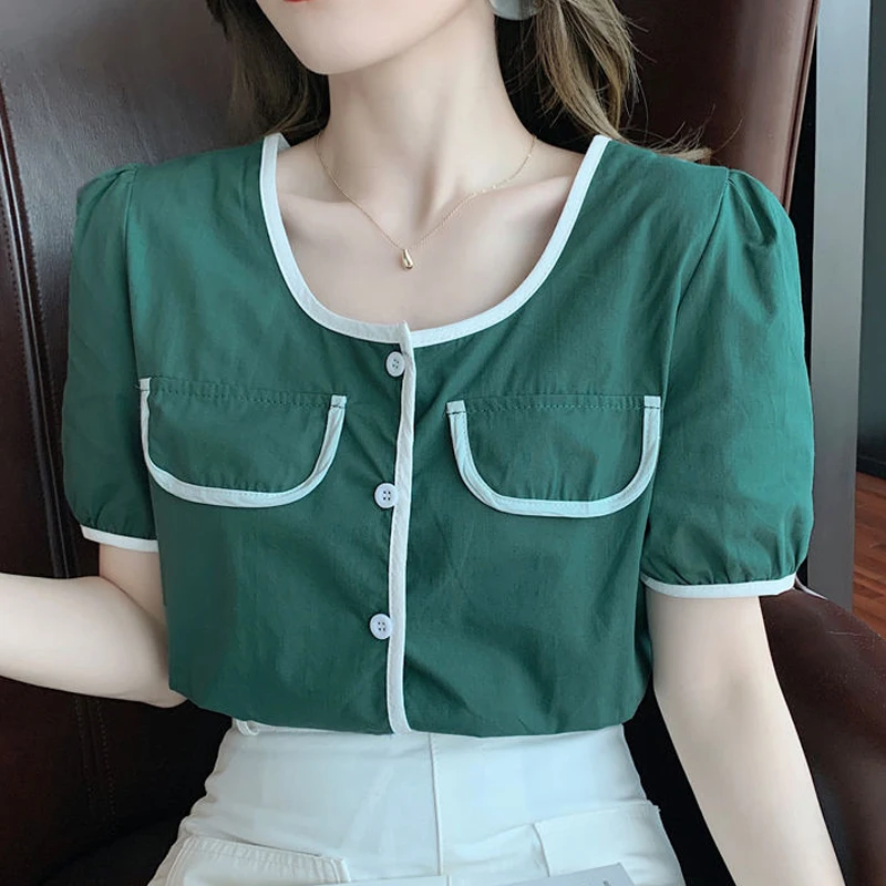 2021 New Summer Women Blouses Casual Short Sleeve Cotton Pretty Student Shirts Fashion Slim Office Lady Tops Female Clothing
2021 New Summer Women Blouses Casual Short Sleeve Cotton Pretty Student Shirts Fashion Slim Office Lady Tops Female Clothing