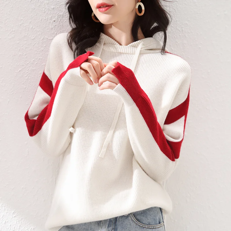 Lafarvie Winter Wool Blends Hooded Sweater Women Tops Female Pullover Knit Quality Clothing Loose Striped Casual White Oversized
Lafarvie Winter Wool Blends Hooded Sweater Women Tops Female Pullover Knit Quality Clothing Loose Striped Casual White Oversized
