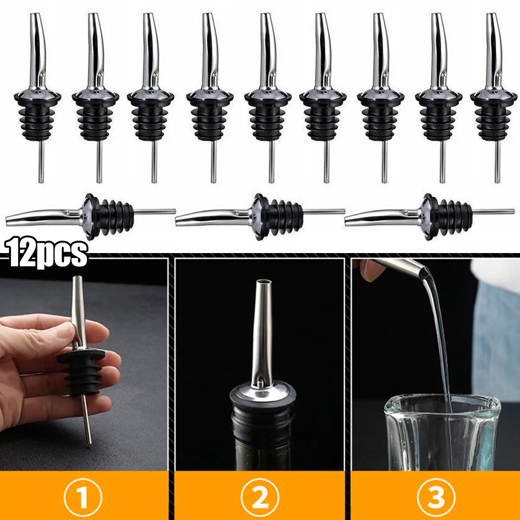 12Pcs Stainless Steel Classic Bottle Pourers Tapered Spout - Liquor Pourers With Rubber Dust Bar Accessories Bar Tools
12Pcs Stainless Steel Classic Bottle Pourers Tapered Spout - Liquor Pourers With Rubber Dust Bar Accessories Bar Tools