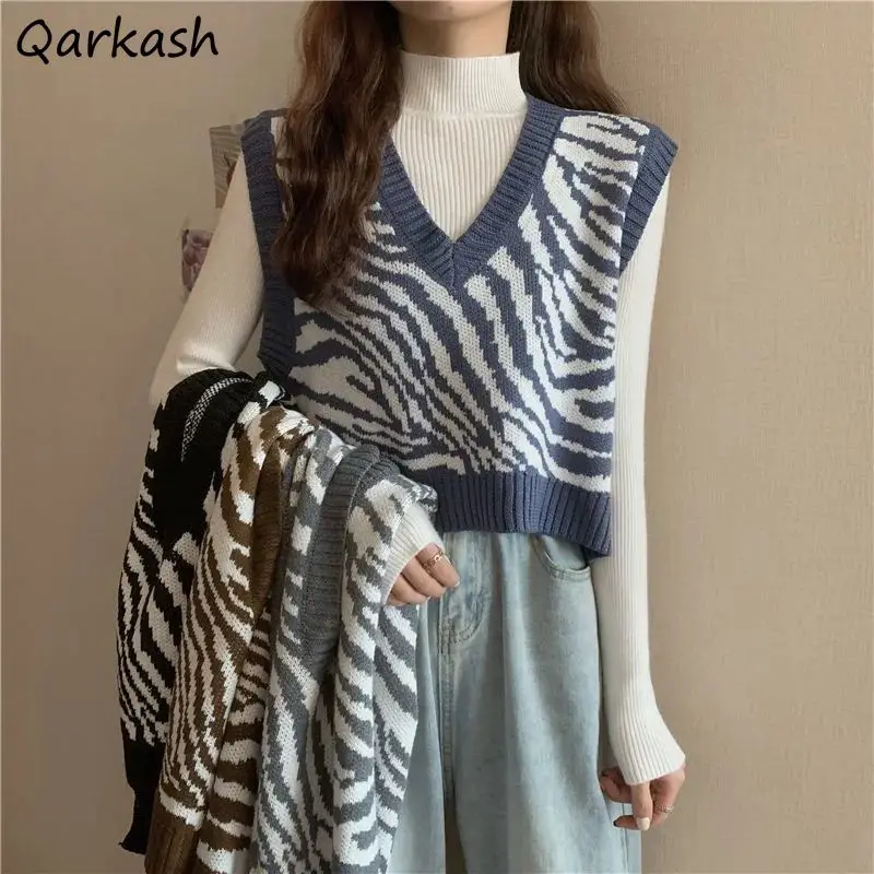 Zebra Stripe Sweater Vest Crop Top Women Korean Style All-match Knitting Streetwear Chic Fashion Vintage Spring Autumn Retro New
Zebra Stripe Sweater Vest Crop Top Women Korean Style All-match Knitting Streetwear Chic Fashion Vintage Spring Autumn Retro New