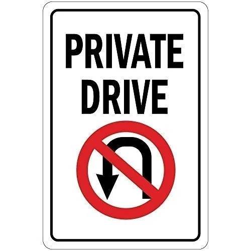 Private Drive with No U-Turn Symbol Warning Metal Tin Sign Home Decor Aluminum Sign for Garage Driveway
Private Drive with No U-Turn Symbol Warning Metal Tin Sign Home Decor Aluminum Sign for Garage Driveway