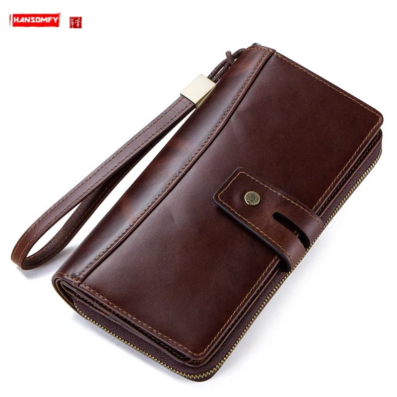 New Europe and America Genuine Leather Men's Wallet Crazy Horse Leather Card Holder Long Wallets Zipper Purses Clutch Bags
New Europe and America Genuine Leather Men's Wallet Crazy Horse Leather Card Holder Long Wallets Zipper Purses Clutch Bags