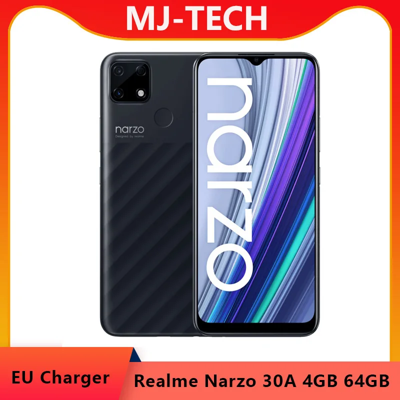 Глобальная версия realme Narzo 30A 4 Гб 64 6 5 "HD + Helio G85 6000 мА/ч 13MP AI тройной двойной Камера