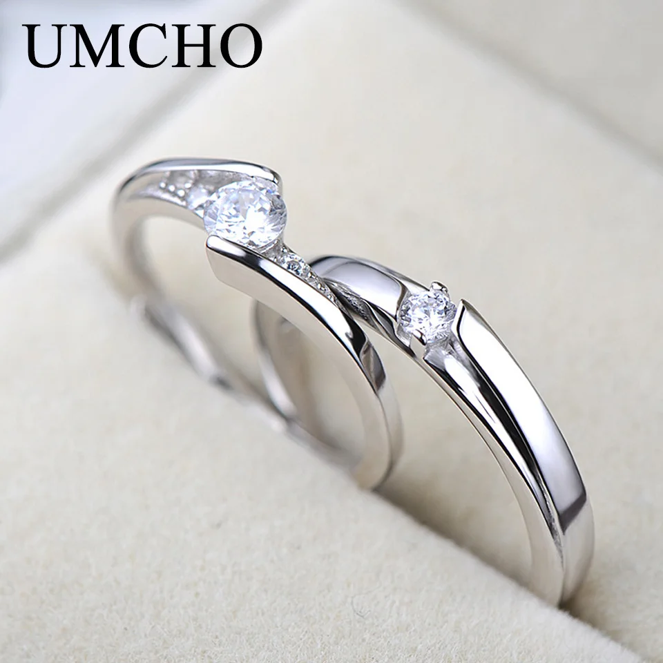 

UMCHO Romantic Wedding Couple Rings 925 Sterling Silver Ring For Wife Women Girl Friend Anniversary Engagement Gift Fine Jewelry