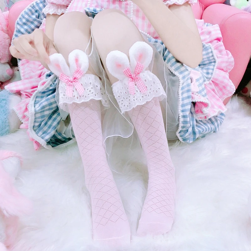 Pink Girls Kawaii Lolita Socks Cute Rabbit Ears Bowknot Japanese Gothic Lace Ruffles Stocking Cotton Lolis Cosplay Accessoriese
Pink Girls Kawaii Lolita Socks Cute Rabbit Ears Bowknot Japanese Gothic Lace Ruffles Stocking Cotton Lolis Cosplay Accessoriese
