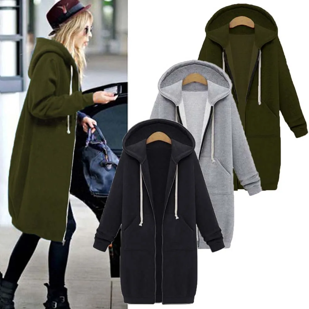 2022 Autumn Casual Women Long Hoodies Sweatshirt Coat Zip Up Outerwears Hooded Jacket Winter Pockets Plus Size Outwear Tops
2022 Autumn Casual Women Long Hoodies Sweatshirt Coat Zip Up Outerwears Hooded Jacket Winter Pockets Plus Size Outwear Tops