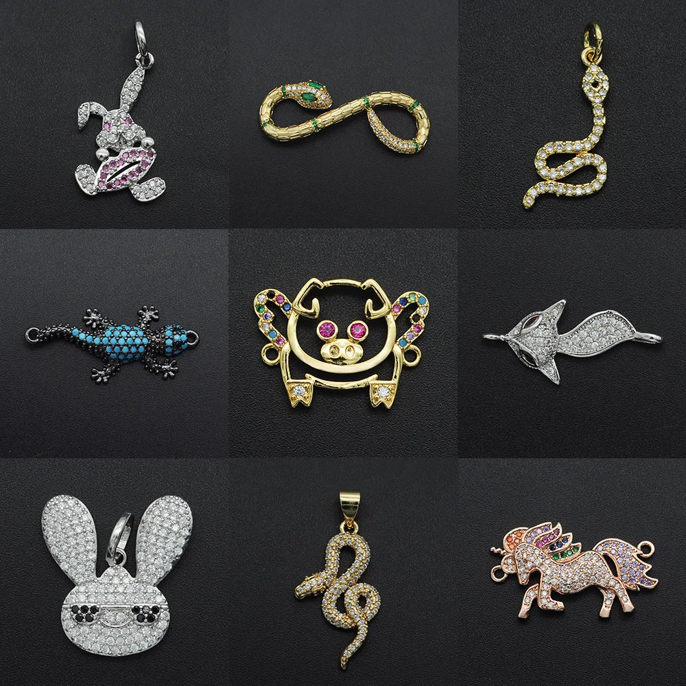 New Diy Snake CZ Charms Wholesale Rabbit Necklace Pendant Unicorn Fox Zircon Pig Lizard Connector For Jewelry Making 
New Diy Snake CZ Charms Wholesale Rabbit Necklace Pendant Unicorn Fox Zircon Pig Lizard Connector For Jewelry Making
