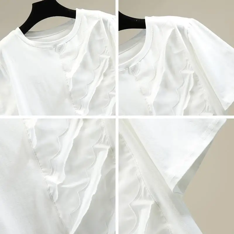 2021 Fashion Chiffon Patchwork Ruffles Cotton Solid Short-sleeved O Neck T-shirt Casual Loose Tops
2021 Fashion Chiffon Patchwork Ruffles Cotton Solid Short-sleeved O Neck T-shirt Casual Loose Tops