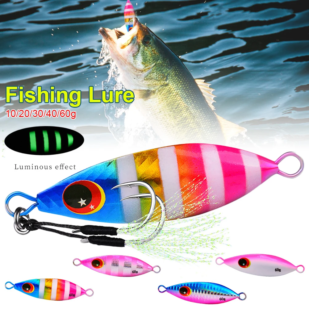 Metal Jig Fishing Lure with Eye Ball Hard Bait Weight 10-60g Shore Slow Cast Jigging Bass Luminous Fishing Bait High Recommend
Metal Jig Fishing Lure with Eye Ball Hard Bait Weight 10-60g Shore Slow Cast Jigging Bass Luminous Fishing Bait High Recommend