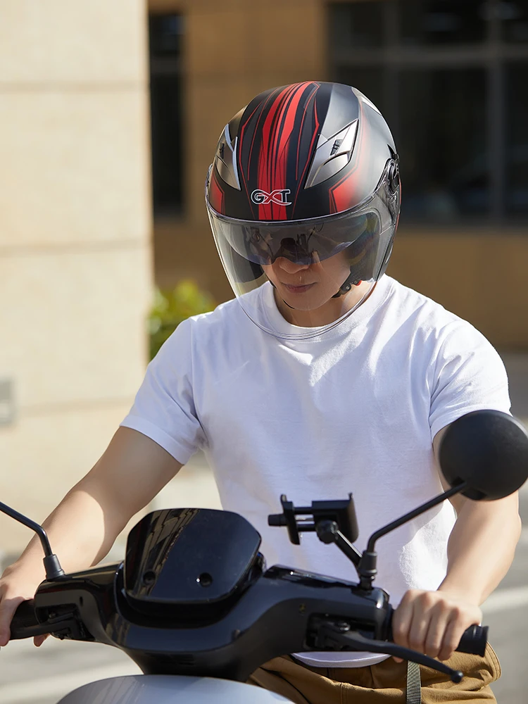 Мотоциклетный шлем GXT для мужчин и женщин защитный с двойными линзами на пол-лица