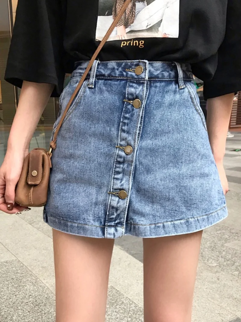 Female Summer Sexy Casual A-line Skirts Women Fashion High Waist Quality Single Breasted Slim Denim Skirts All-match Streetwear
Female Summer Sexy Casual A-line Skirts Women Fashion High Waist Quality Single Breasted Slim Denim Skirts All-match Streetwear
