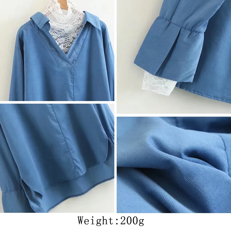 HStar 2020 women spring casual lace patch cotton blouse full sleeve v neck ladies shirt fashion corduroy female shirt
HStar 2020 women spring casual lace patch cotton blouse full sleeve v neck ladies shirt fashion corduroy female shirt