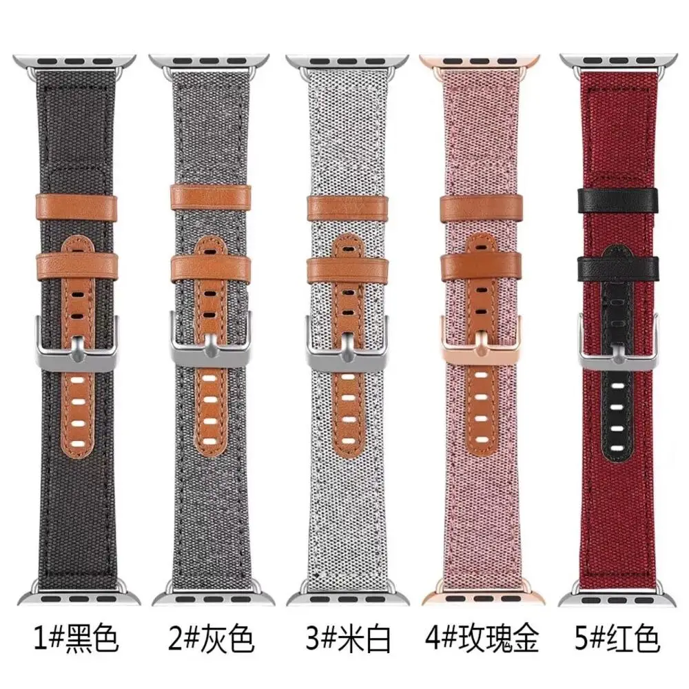 Ремешок тканевый кожаный для iwatch band 38 мм 42 браслет apple watch SE 44 40 Series 6 5 4 3 2 1 |