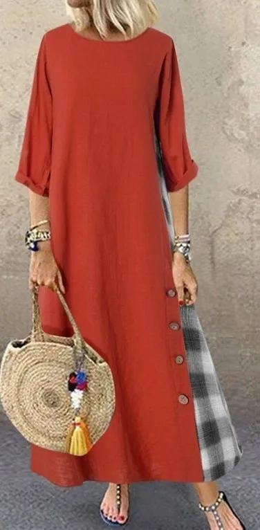 Elegant Long Dress Women spring Plaid Print Party Dress Irregular Vintage Dresses Ladies Button A-Line 2020 New fashion Dress
Elegant Long Dress Women spring Plaid Print Party Dress Irregular Vintage Dresses Ladies Button A-Line 2020 New fashion Dress