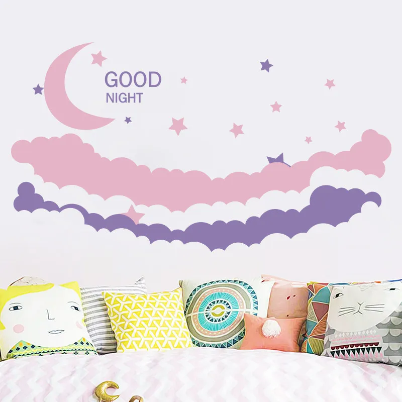Cartoon Stars Moon Wall Stickers for Kids Room PVC Pink Moon Cloud Decorative Wall Stickers Nursery Baby Children Decor 
Cartoon Stars Moon Wall Stickers for Kids Room PVC Pink Moon Cloud Decorative Wall Stickers Nursery Baby Children Decor