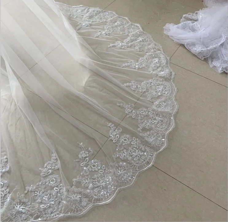 wedding veil White Ivory Cathedral Wedding Veils Long Lace Edge Bridal Veil with Comb Wedding Accessories Bride Veu 
wedding veil White Ivory Cathedral Wedding Veils Long Lace Edge Bridal Veil with Comb Wedding Accessories Bride Veu