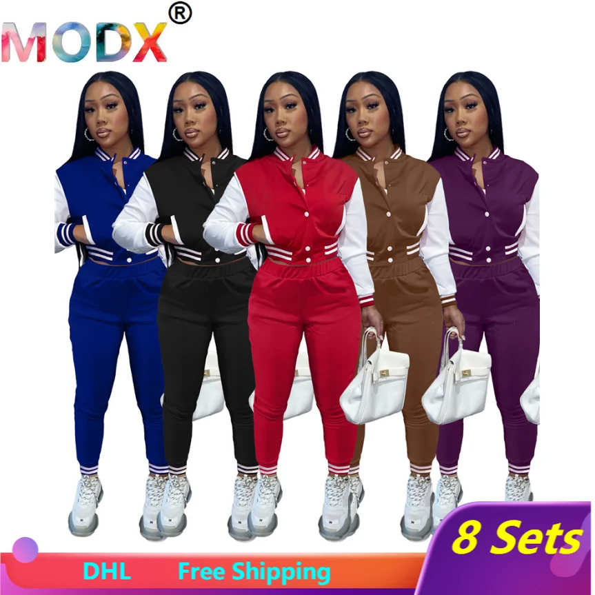 Women Baseball Uniform Tracksuits Casual Two Piece Sets Sports Outfits Fall Winter Clothes Long Sleeve Jacket+sports Pants 6098
Women Baseball Uniform Tracksuits Casual Two Piece Sets Sports Outfits Fall Winter Clothes Long Sleeve Jacket+sports Pants 6098