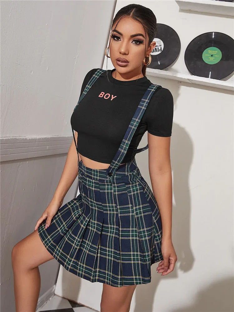 4 Color Women Summer Temperament Suspender Skirt Classic All-Match Plaid Pattern Pleated Bust Skirt Casual British Style
4 Color Women Summer Temperament Suspender Skirt Classic All-Match Plaid Pattern Pleated Bust Skirt Casual British Style