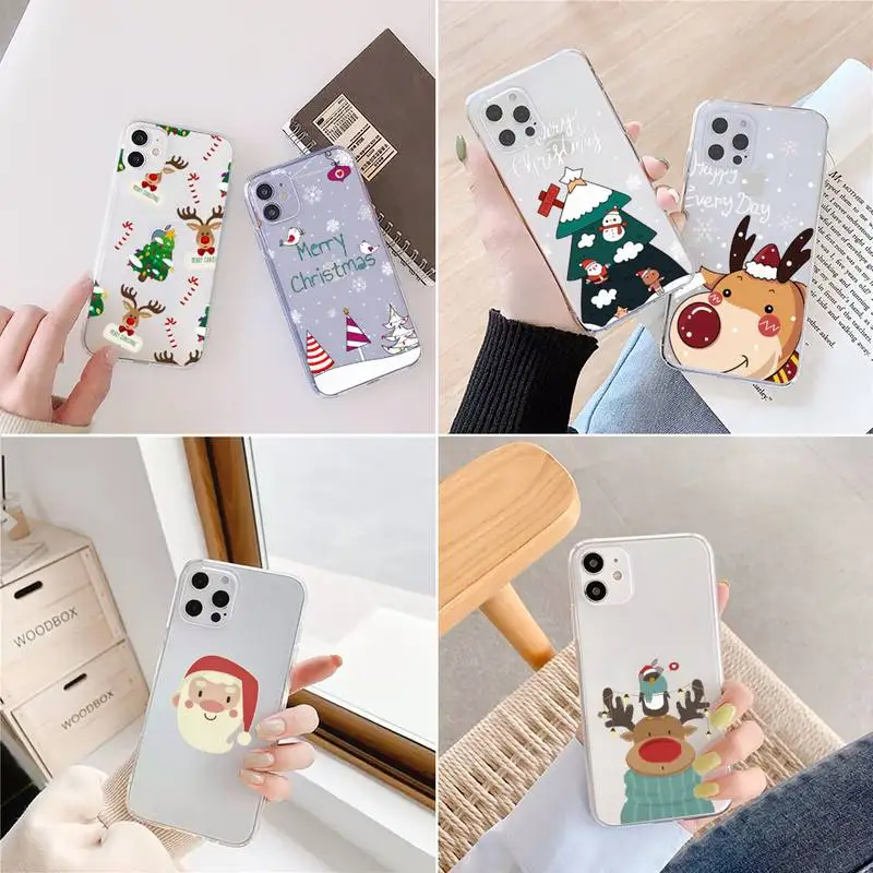 Cartoon Christmas Santa Claus Elk Phone Case Transparent for iPhone 6 7 8 11 12 s mini pro X XS XR MAX Plus
Cartoon Christmas Santa Claus Elk Phone Case Transparent for iPhone 6 7 8 11 12 s mini pro X XS XR MAX Plus