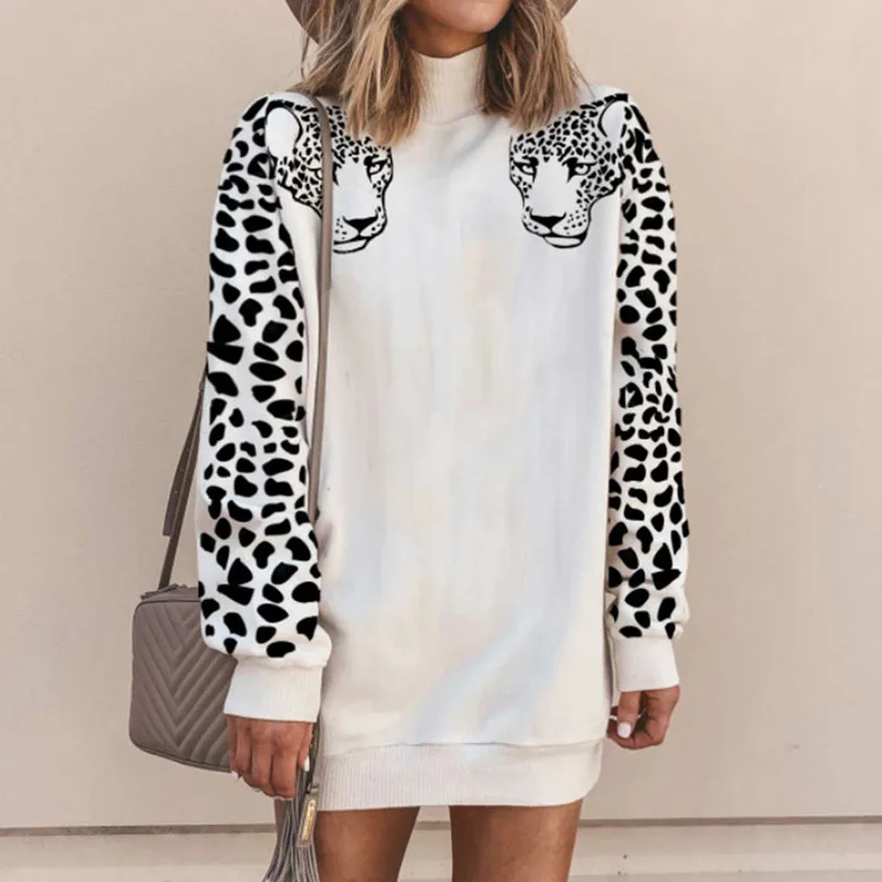 Leopard Head Print Women 's Hoodies Dress Turtleneck Loose Sweatshirt Women 2020 Spring Autumn Streetwear Pullovers Tops Female
Leopard Head Print Women 's Hoodies Dress Turtleneck Loose Sweatshirt Women 2020 Spring Autumn Streetwear Pullovers Tops Female